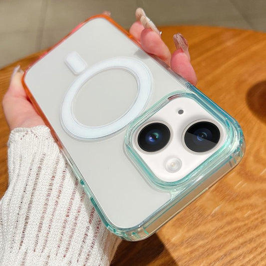 Contrast Color Gradient Transparent MagSafe Phone Case, For iPhone 13, For iPhone 13 mini, For iPhone 12 / 12 Pro, For iPhone 12 Pro Max, For iPhone 12 mini, For iPhone 11 Pro Max