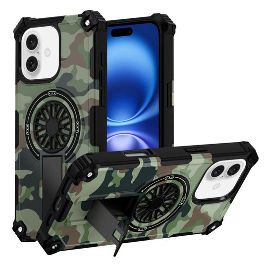 Camouflage Kickstand Rotating Shaft MagSafe Phone Case
