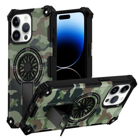 Camouflage Kickstand Rotating Shaft MagSafe Phone Case
