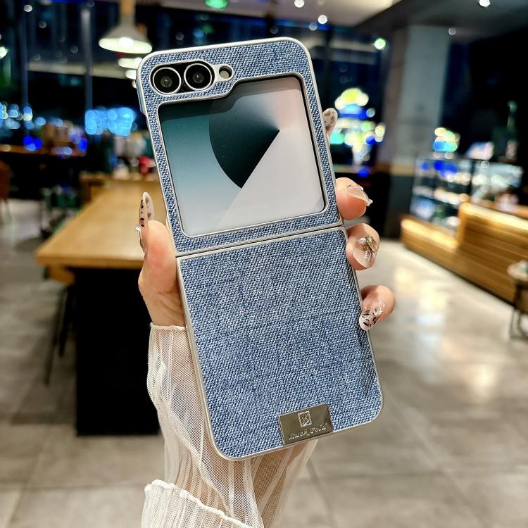 Silver Frame Denim PU + PC Phone Case