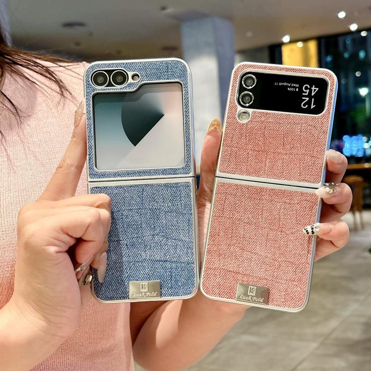 Silver Frame Denim PU + PC Phone Case
