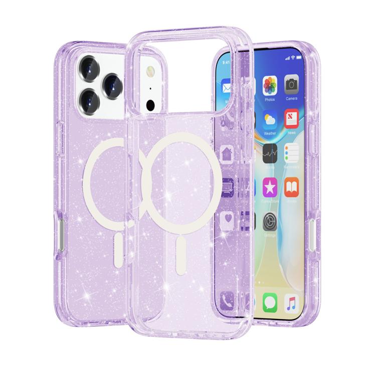 Terminator Style Glitter Powder MagSafe Magnetic Phone Case, For iPhone 17 Pro Max, For iPhone 17 Pro, For iPhone 17, For iPhone 17 Air