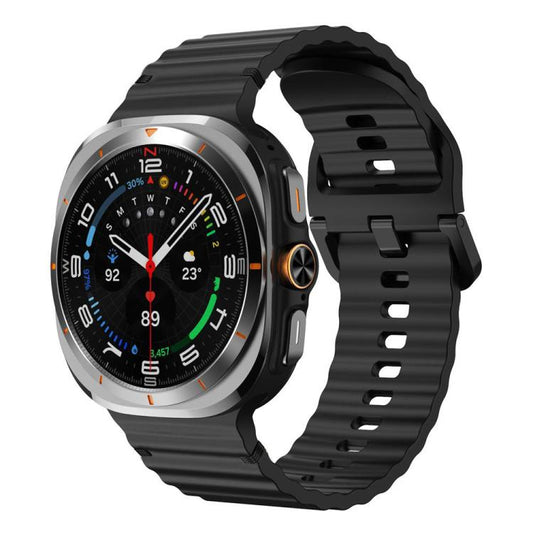 For Samsung Galaxy Watch8 Classic 46mm / Watch8 44mm / 40mm xDfind Wavy Grain Stitched Silicone Watch Band, L
