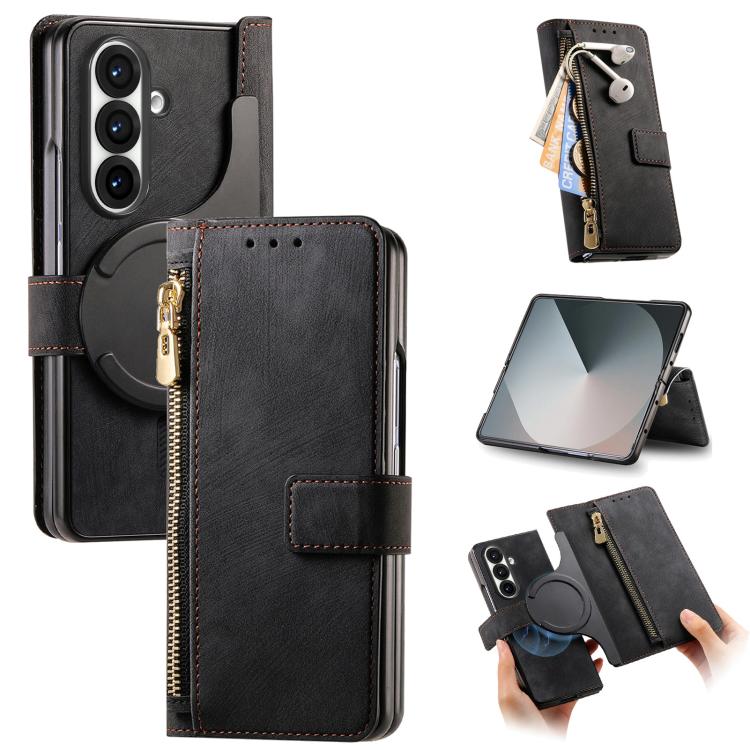 Retro MagSafe Magnetic Zipper Wallet Leather Phone Case
