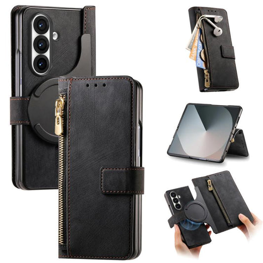 Retro MagSafe Magnetic Zipper Wallet Leather Phone Case