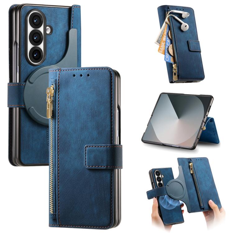 Retro MagSafe Magnetic Zipper Wallet Leather Phone Case