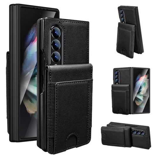 Folding Card Holder Tempered Film Integrated Leather Phone Case
