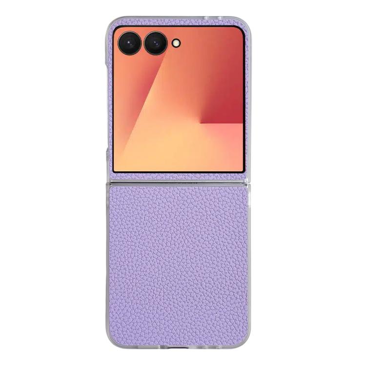 Litchi Texture Leather Clear Jelly PC Phone Case