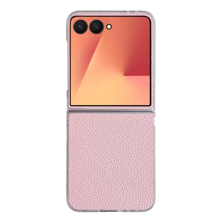 Litchi Texture Leather Clear Jelly PC Phone Case