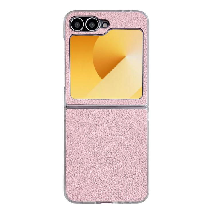 Litchi Texture Leather Clear Jelly PC Phone Case