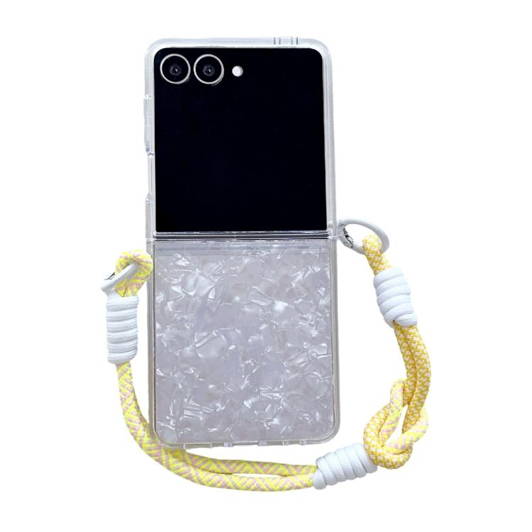 Pearlescent Shell Texture Side Buckle Phone Case with Rainbow Bracelet