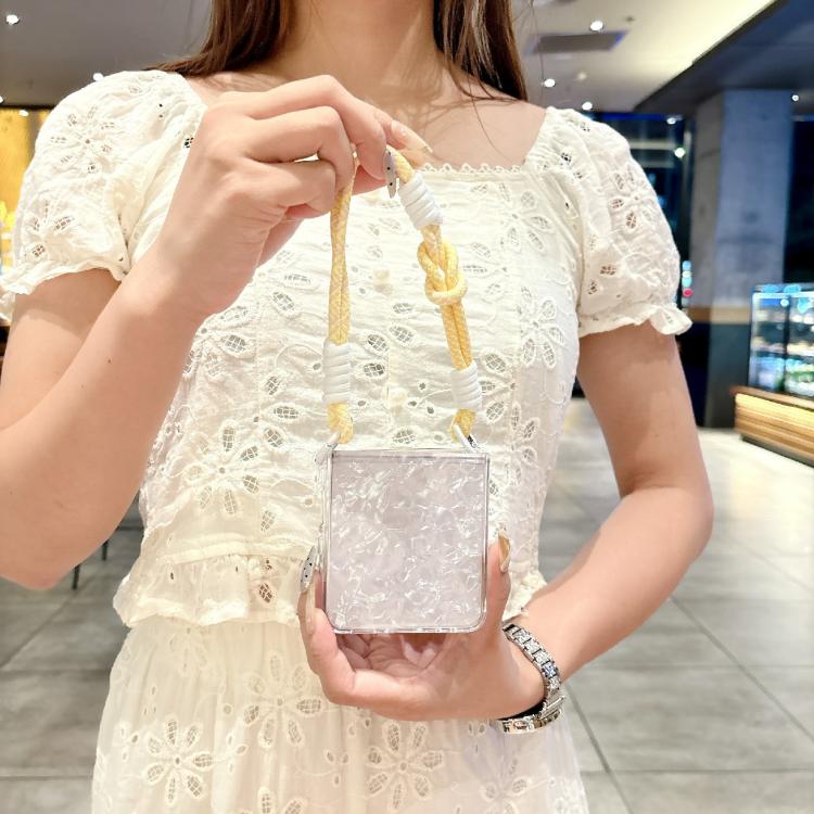 Pearlescent Shell Texture Side Buckle Phone Case with Rainbow Bracelet