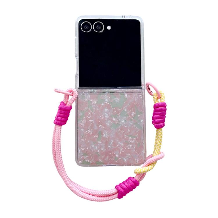 Pearlescent Shell Texture Side Buckle Phone Case with Rainbow Bracelet