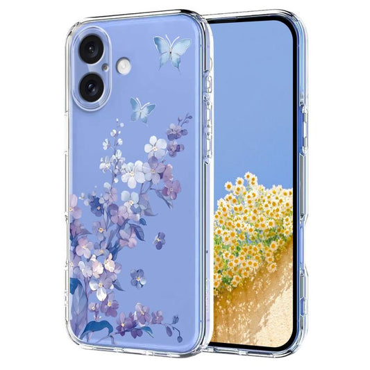 Flower Pattern Painted TPU Phone Case, For iPhone 16, For iPhone 15 Pro Max, For iPhone 15 Pro, For iPhone 15 Plus