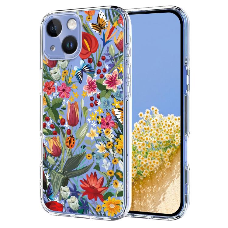 Flower Pattern Painted TPU Phone Case, For iPhone 15, For iPhone 14 Plus, For iPhone 14 / 13, For iPhone 14 Pro