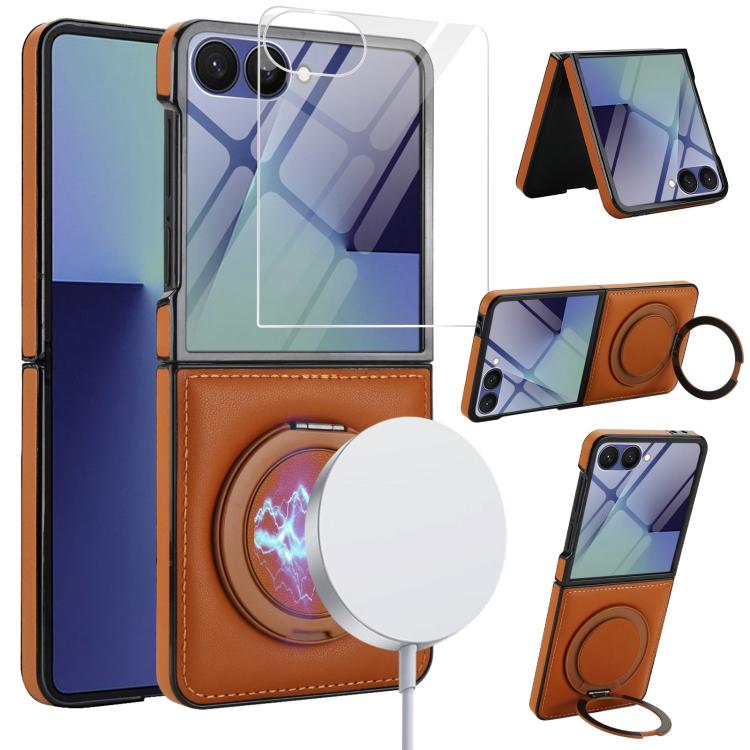 Folding Rotation Holder MagSafe Film Integrated Leather Phone Case