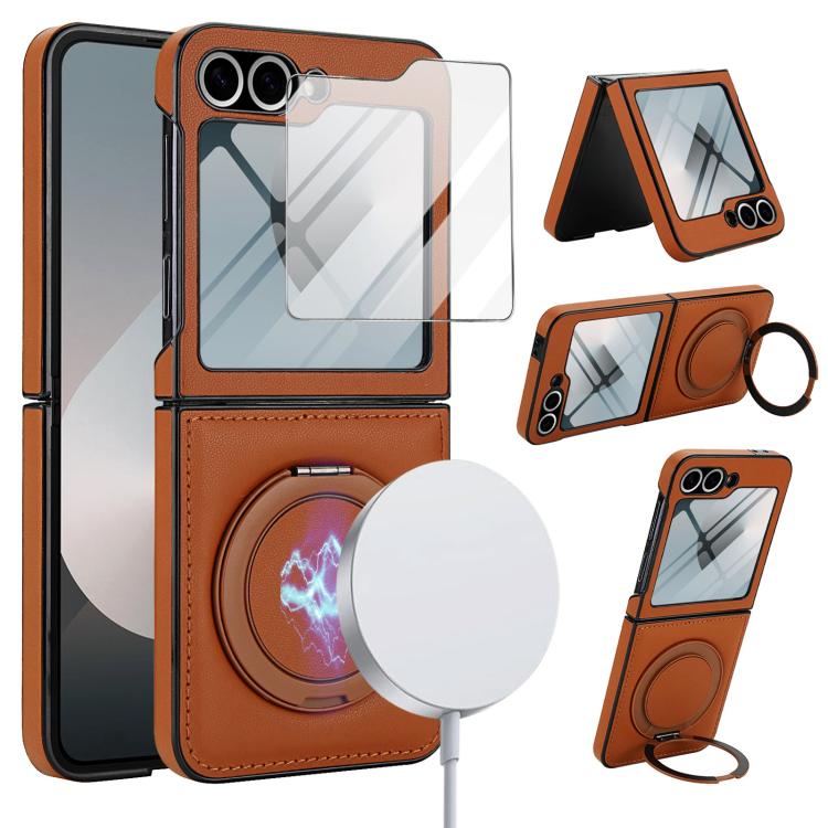 Folding Rotation Holder MagSafe Film Integrated Leather Phone Case