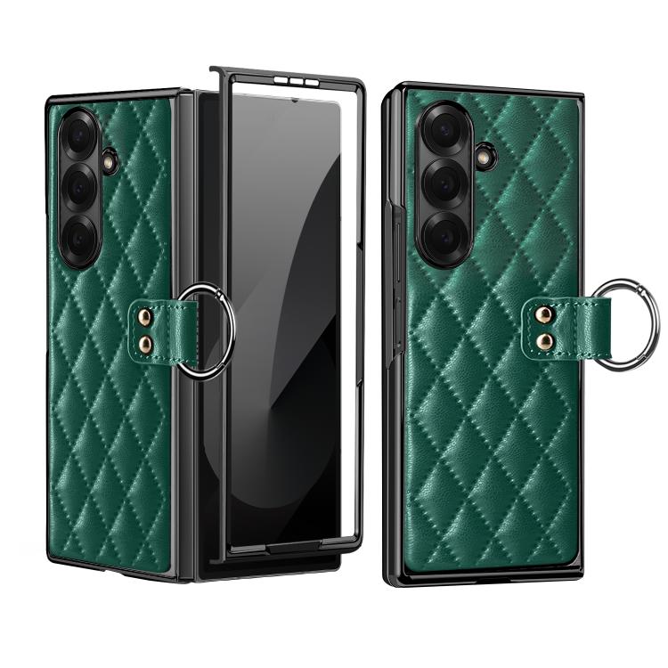 VIETAO Diamond Pattern Metal Ring PU Leather Phone Case