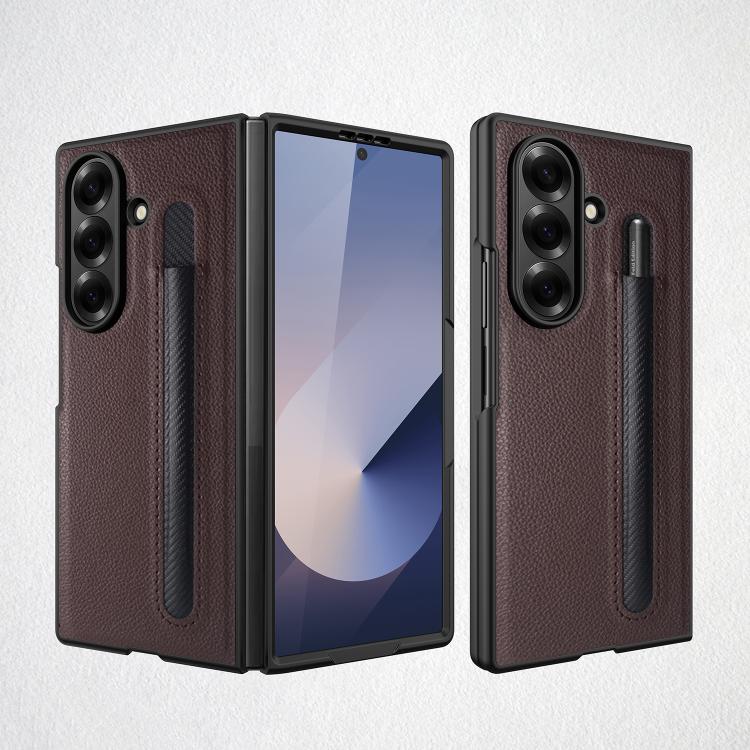 Integrated Litchi Skin Phone Case With Pen Slot, Without Pen