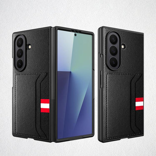 Integrated Webbing Card Slot Litchi Skin Pasting Phone Case