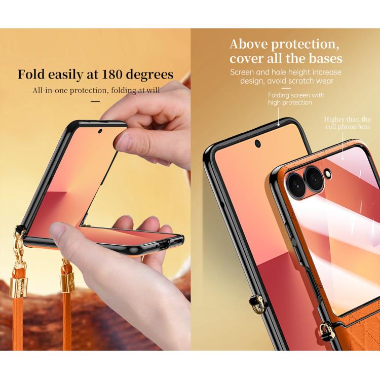 SULADA Elegant Rhombic Texture Folding Phone Case with Lanyard