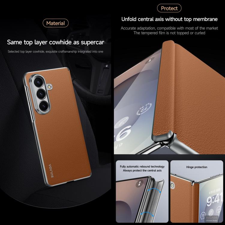 SULADA Frameless Top Layer Cowhide Leather PC Phone Case