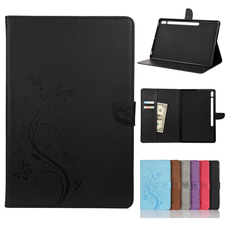 Butterfly Flower Embossing Pattern Horizontal Flip Leather Case with Holder & Card Slots & Wallet, For iPad Pro 11 (2020), For Samsung Galaxy Tab S8+ / Tab S8 Plus /  Tab S7 FE / Tab S7+