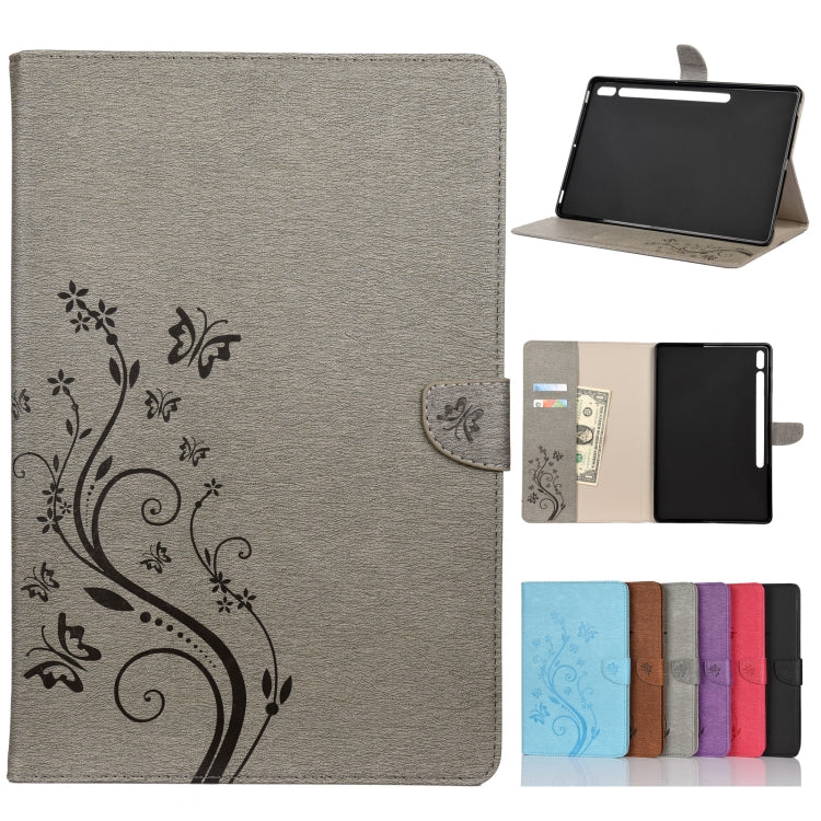 Butterfly Flower Embossing Pattern Horizontal Flip Leather Case with Holder & Card Slots & Wallet, For iPad Pro 11 (2020), For Samsung Galaxy Tab S8+ / Tab S8 Plus /  Tab S7 FE / Tab S7+