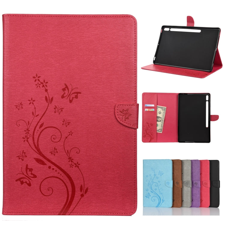 Butterfly Flower Embossing Pattern Horizontal Flip Leather Case with Holder & Card Slots & Wallet, For iPad Pro 11 (2020), For Samsung Galaxy Tab S8+ / Tab S8 Plus /  Tab S7 FE / Tab S7+