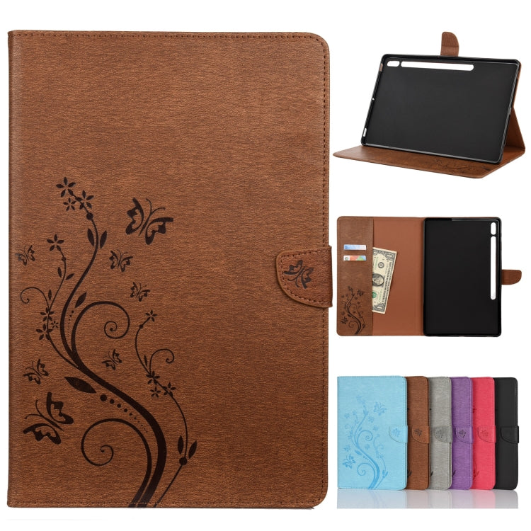 Butterfly Flower Embossing Pattern Horizontal Flip Leather Case with Holder & Card Slots & Wallet, For iPad Pro 11 (2020), For Samsung Galaxy Tab S8+ / Tab S8 Plus /  Tab S7 FE / Tab S7+