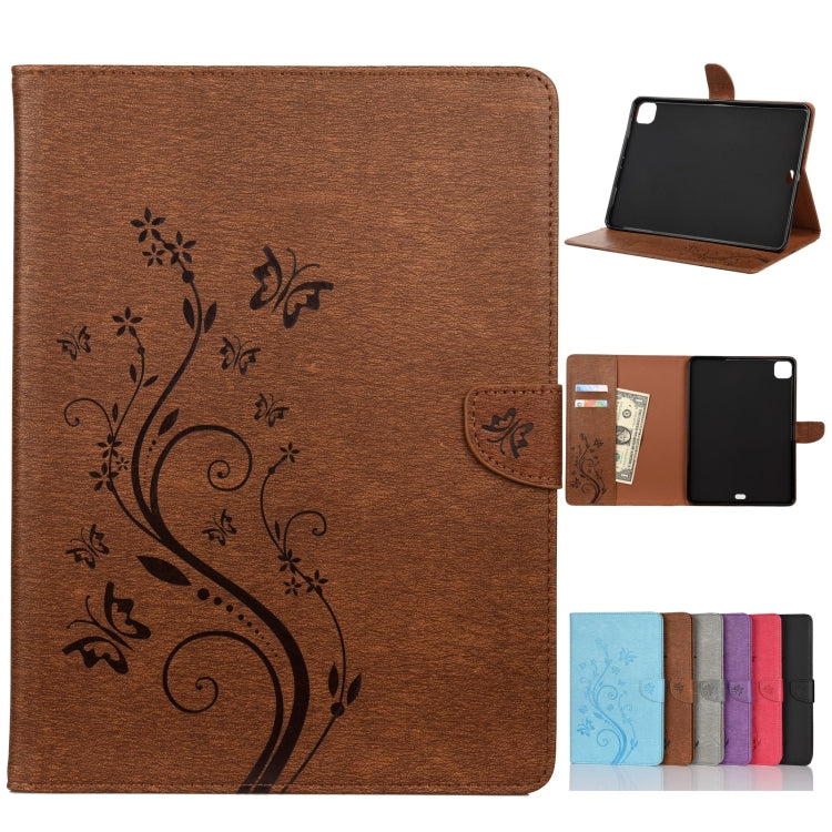 Butterfly Flower Embossing Pattern Horizontal Flip Leather Case with Holder & Card Slots & Wallet, For iPad Pro 11 (2020), For Samsung Galaxy Tab S8+ / Tab S8 Plus /  Tab S7 FE / Tab S7+