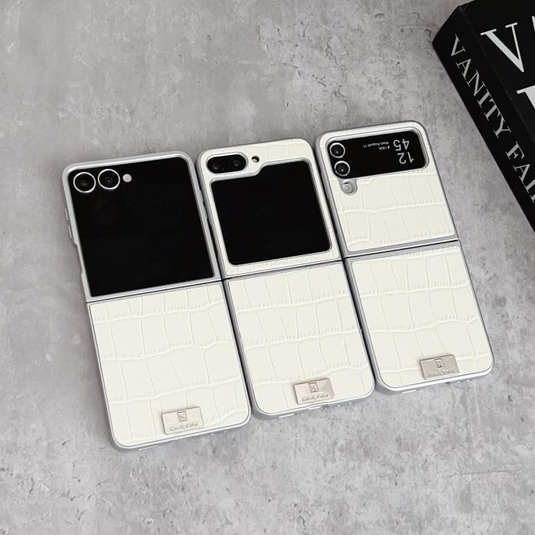 Silver Edge Crocodile Pattern Foldable Phone Case