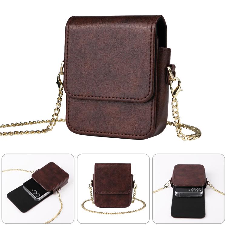 Mini Long Shoulder Chain Crossbody Folding Magnetic Leather Phone Bag