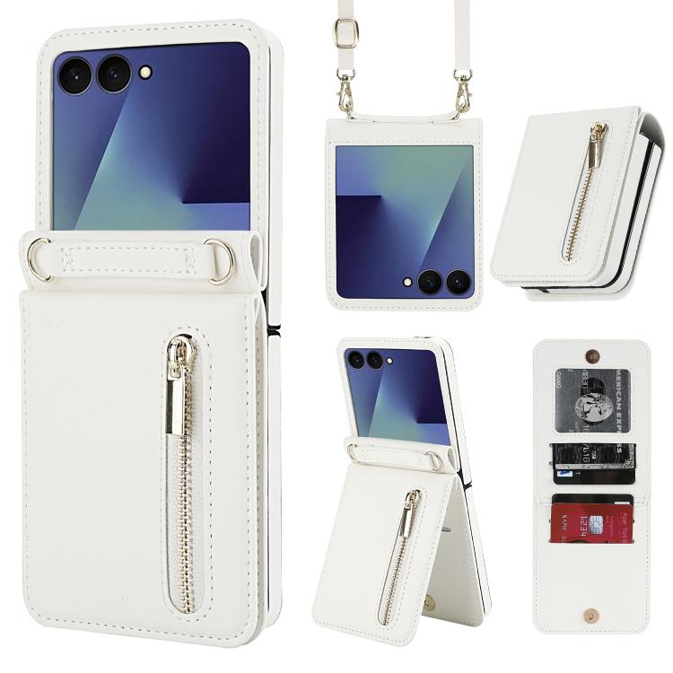 Zipper Wallet Card Slot Leather Phone Case with Crossbody Strap