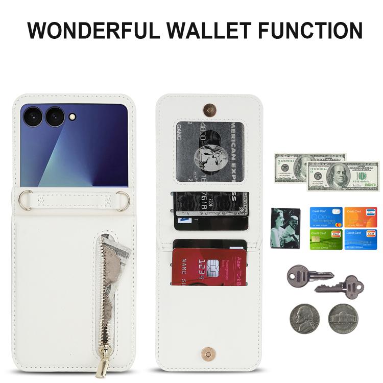 Zipper Wallet Card Slot Leather Phone Case with Crossbody Strap
