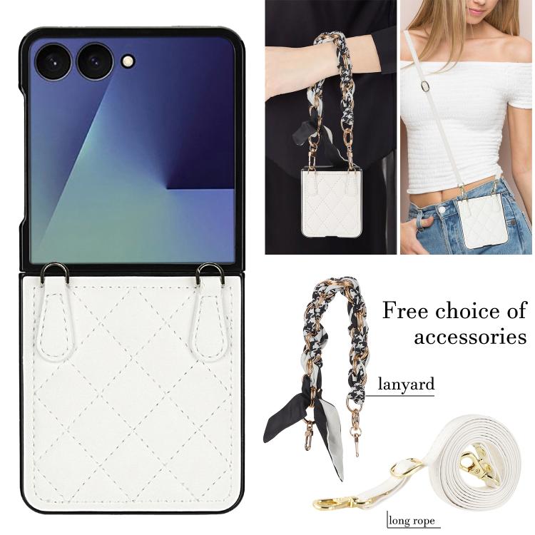 Rhombic Leather Phone Case with Scarf / Bracelet