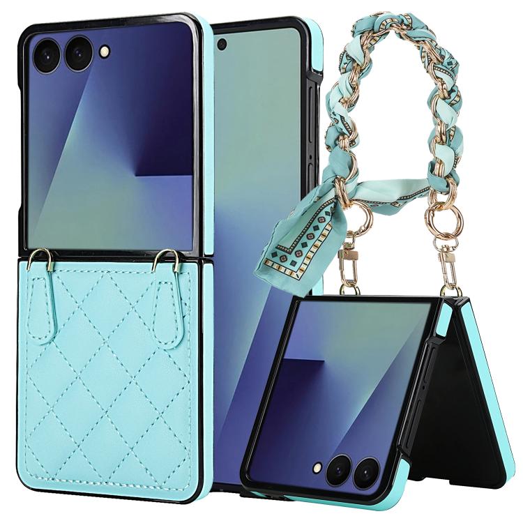 Rhombic Leather Phone Case with Scarf / Bracelet