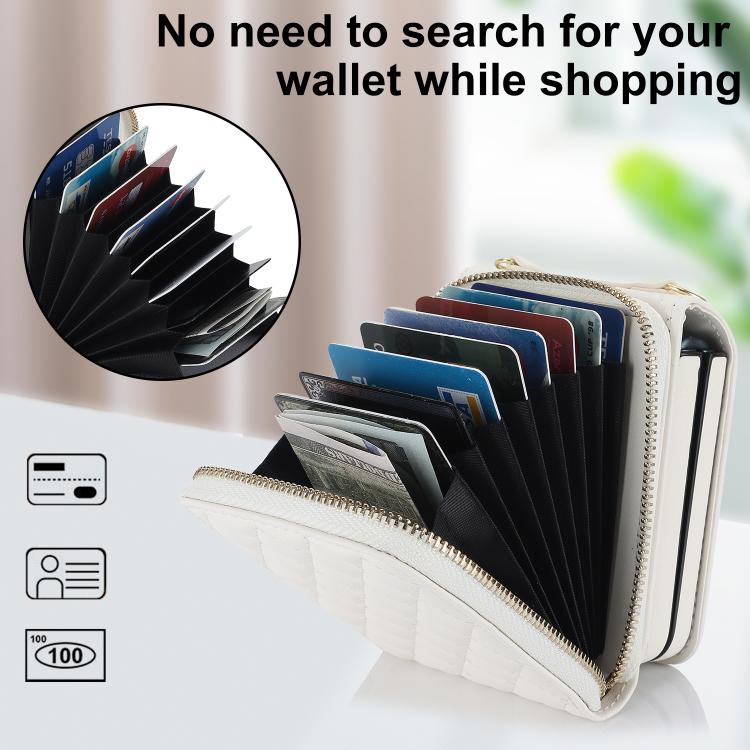 Large Zipper Card Slot Leather Phone Case with Crossbody Strap