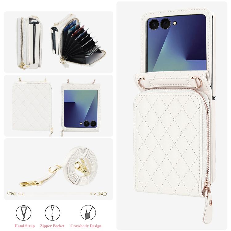 Large Zipper Card Slot Leather Phone Case with Crossbody Strap