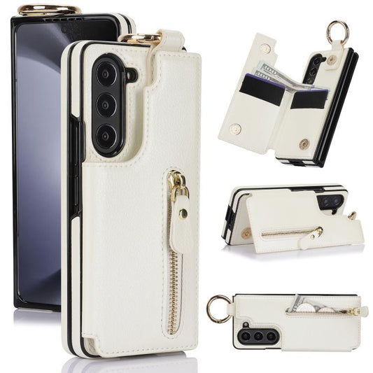 Litchi Texture Ring Zipper Double Buckle Leather Phone Case
