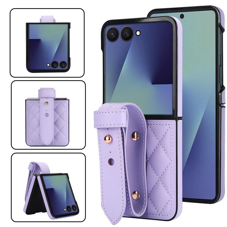 Rhombic Texture Wristband PU Phone Case