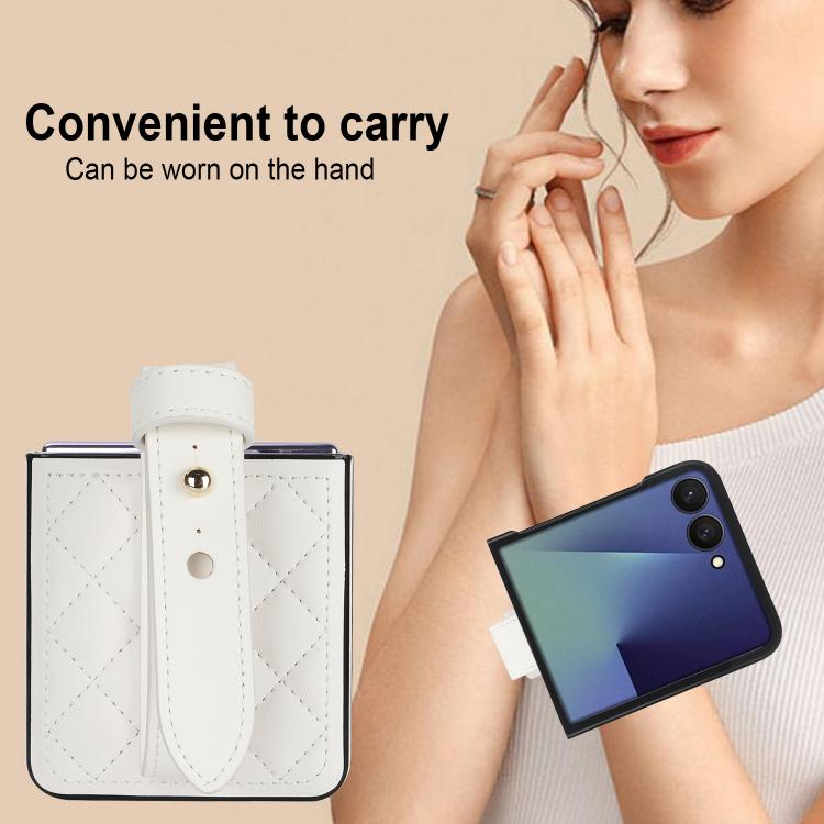 Rhombic Texture Wristband PU Phone Case