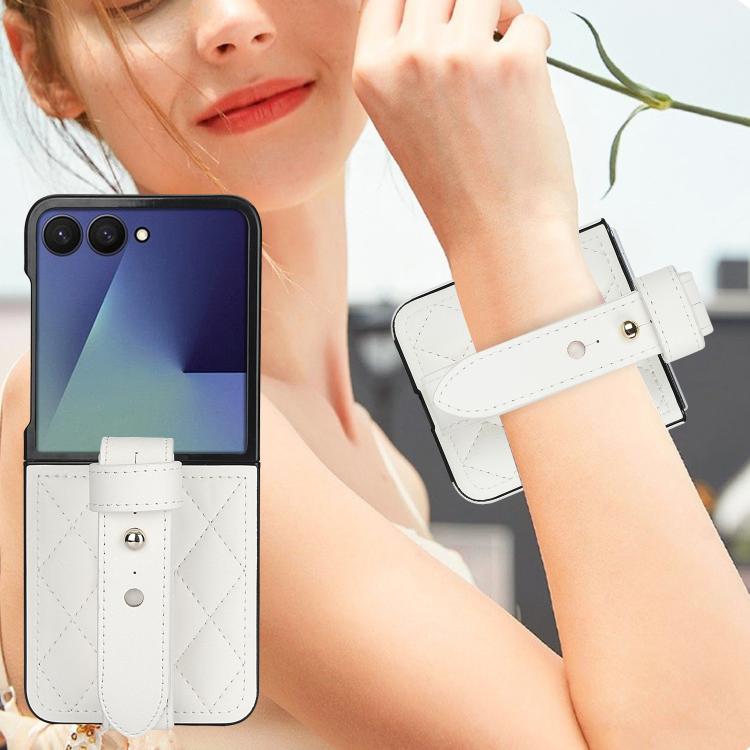 Rhombic Texture Wristband PU Phone Case