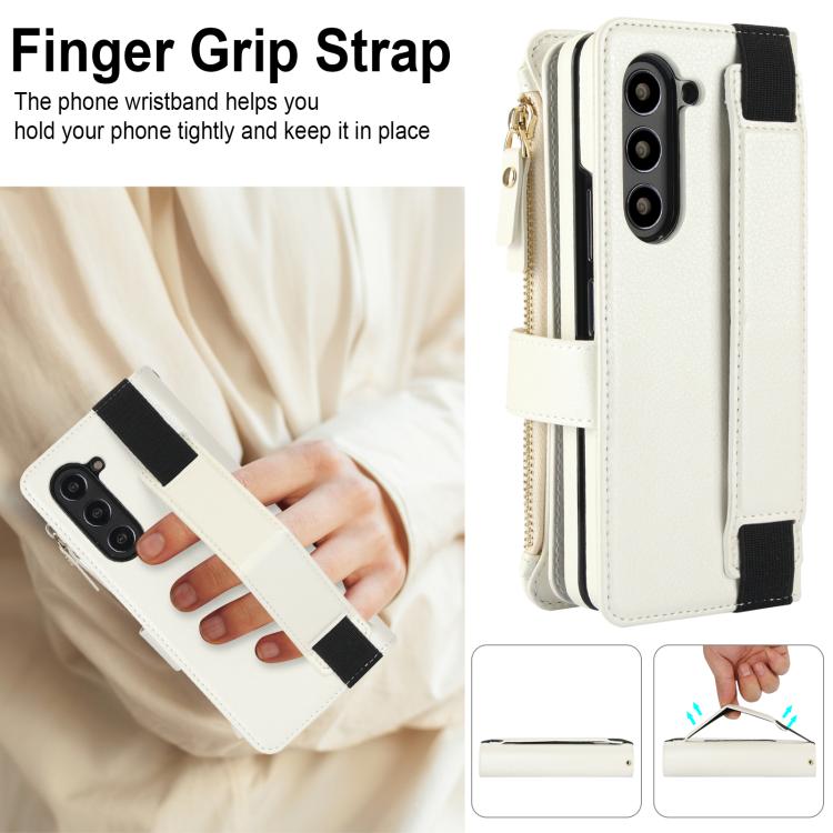 Solid Color Wristband Wallet Folding Leather Phone Case with Lanyard