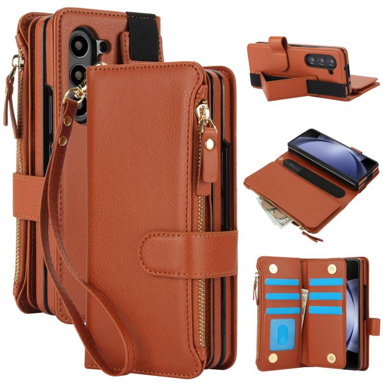 Solid Color Wristband Wallet Folding Leather Phone Case with Lanyard