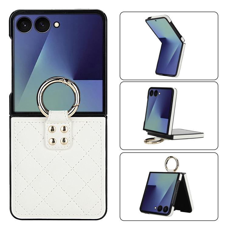 Rhombic Texture Ring Holder PU Phone Case