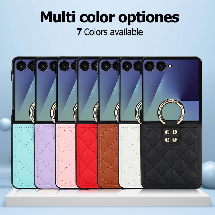 Rhombic Texture Ring Holder PU Phone Case