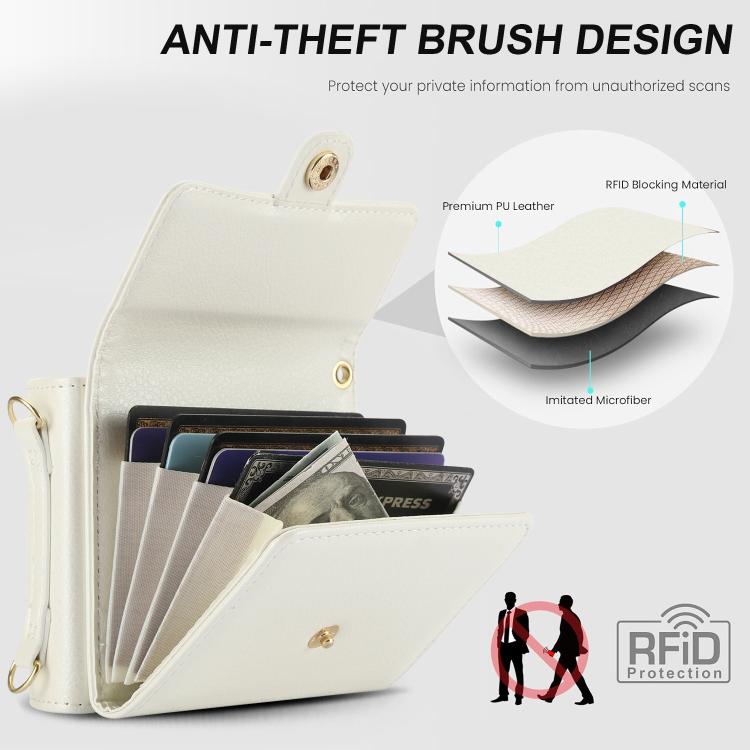 Solid Color Backpack Wallet Card Slot RFID PU Phone Case