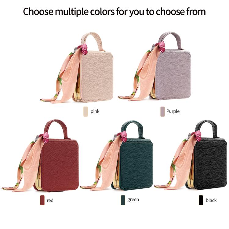 Litchi Pattern Makeup Mirror PU Phone Case with Silk Scarf