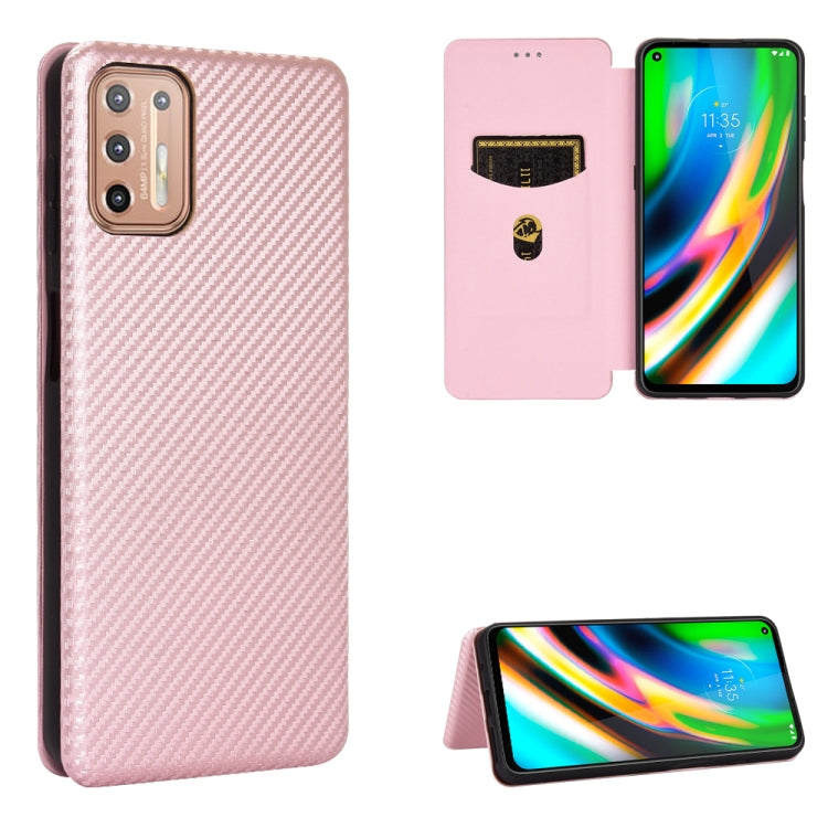 Carbon Fiber Texture Magnetic Horizontal Flip TPU + PC + PU Leather Case with Card Slot, For LG K22, For OPPO F17 Pro / A93 / Reno4 Lite, For Fujitsu F-42A / F-01L, For Motorola Moto G9 Plus